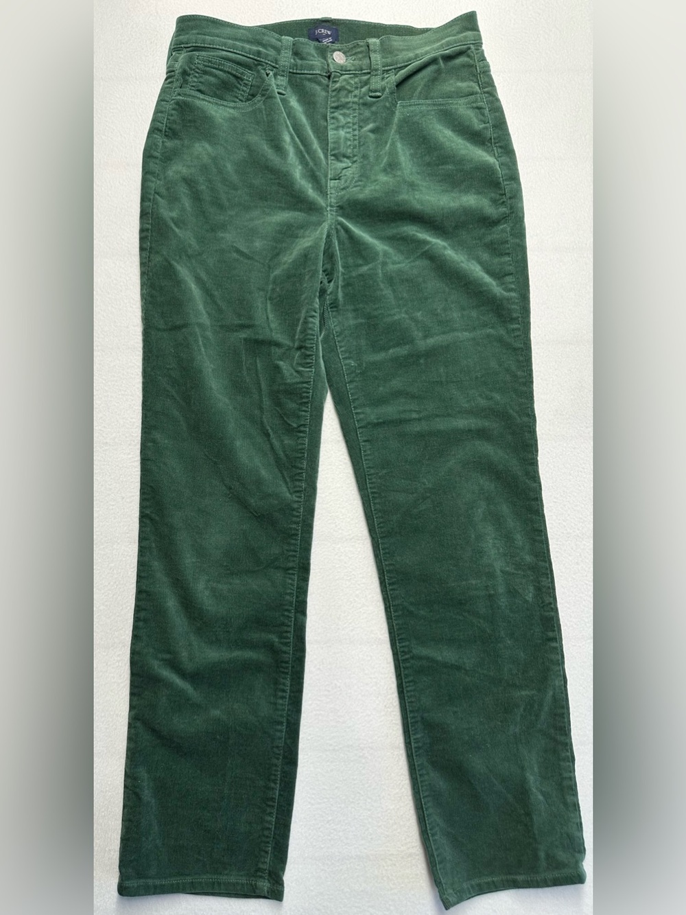 J.Crew Womenโs 27 Forest Green Corduroy Straight Leg Stretch Pants Preppy